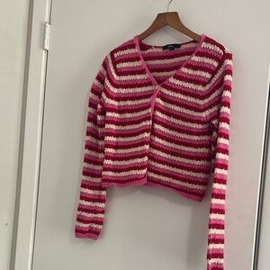 Striped Crochet Pink and White Women's Lulus Sweater